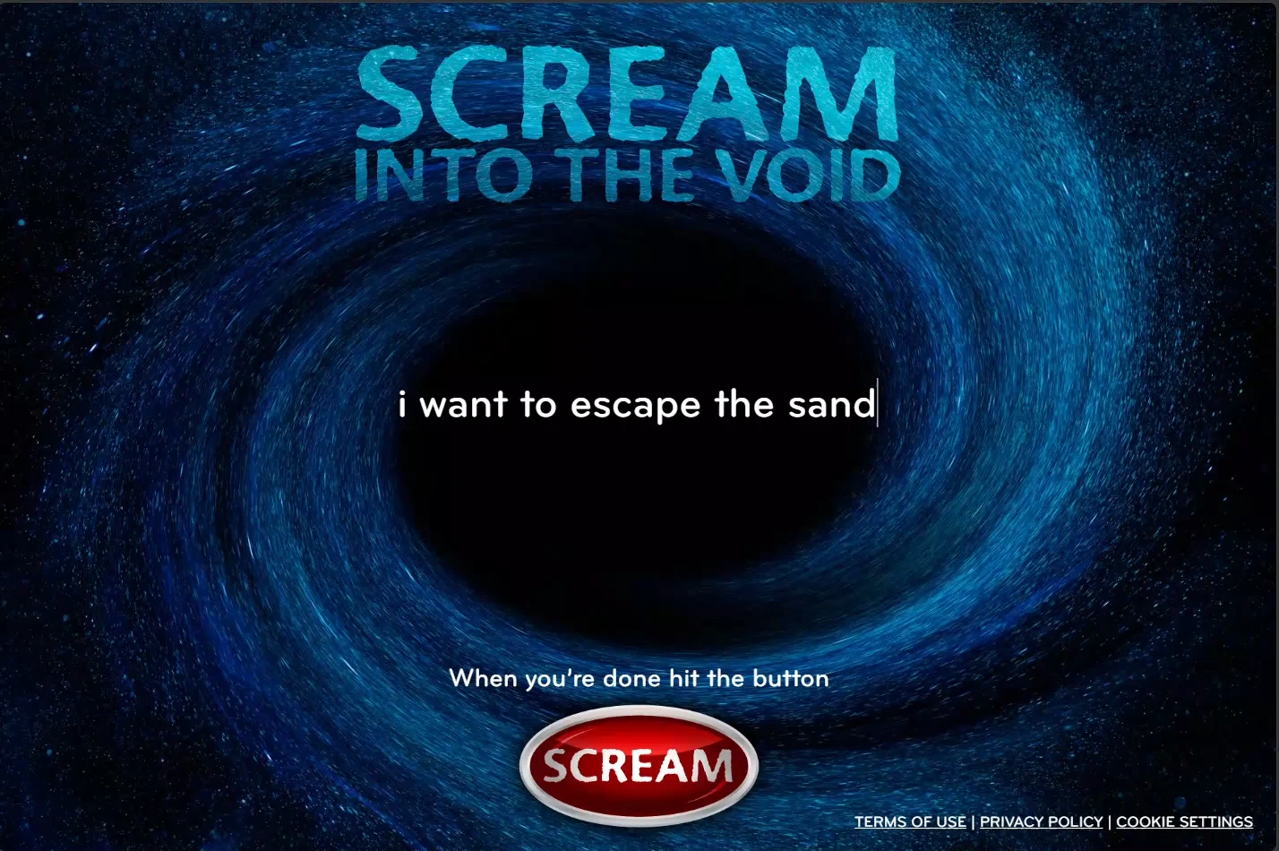 A still from Scream Into the Void